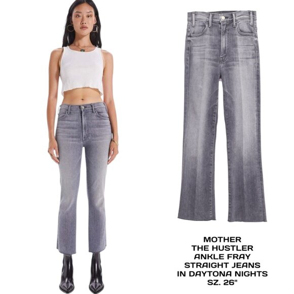 MOTHER HUSTLER ANKLE FRAY STRAIGHT JEANS IN DAYTONA NIGHTS SZ. 26" - Picture 1 of 7